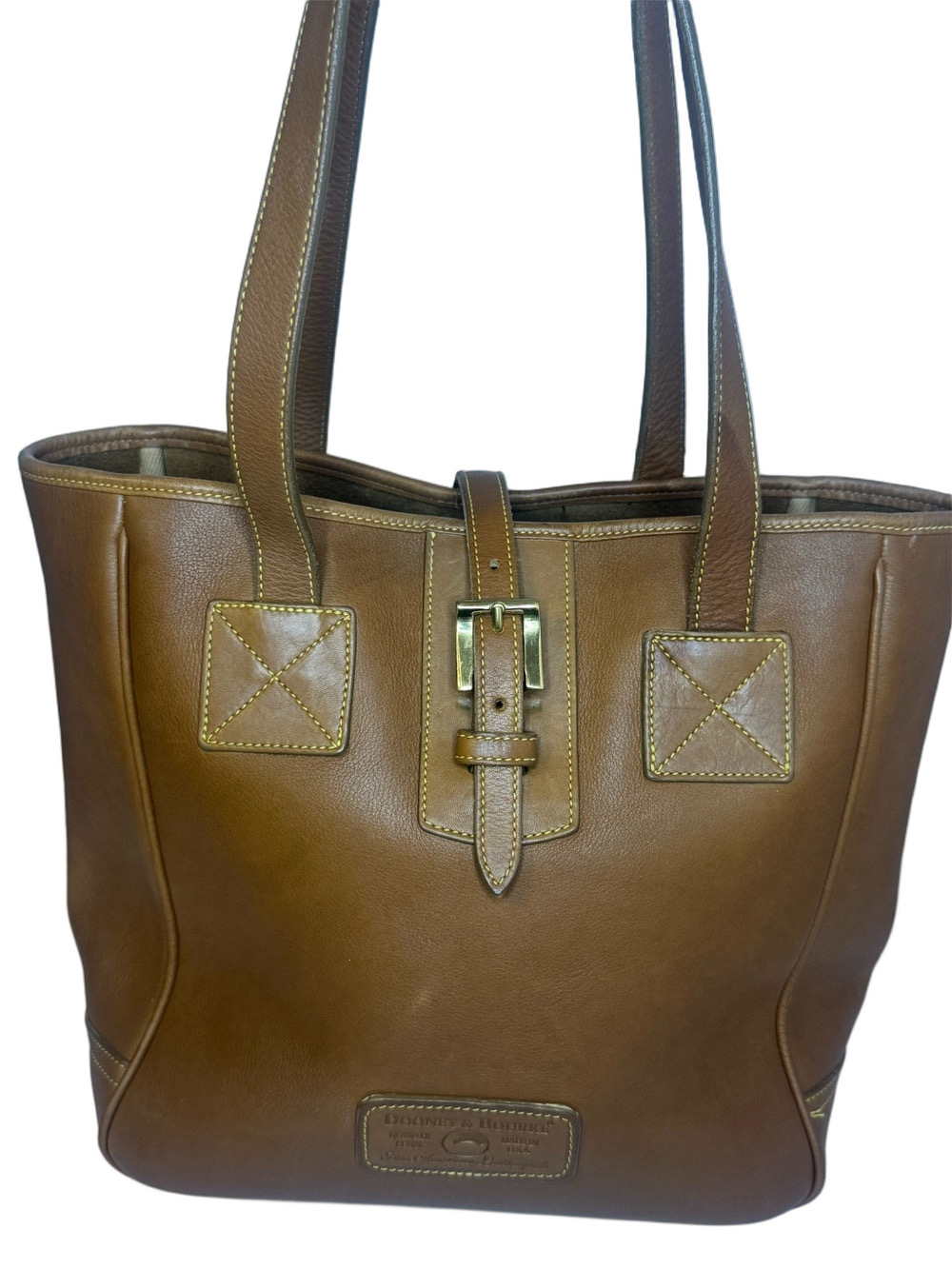 #369 Dooney & Bourke Vintage Made in USA Brown Leather Shoulder Tote Bag